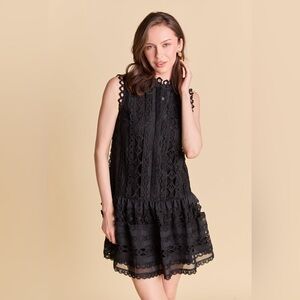 Endless Rose Black Lace A-Line Mini Dress Size Large